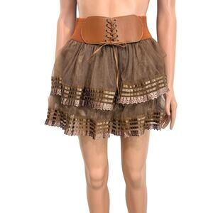 Mint Green M tulle layered corset waist mini skirt SK2 3643